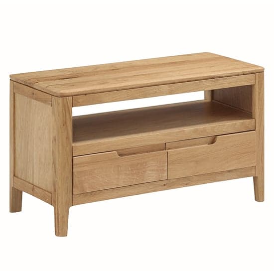 Derry Wooden TV Stand Small With 2 Drawers In Oak_1