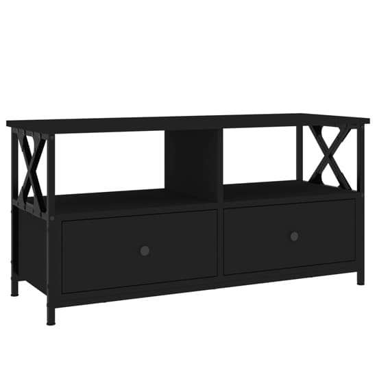 Derval Wooden TV Stand With 2 Drawers In Black_3