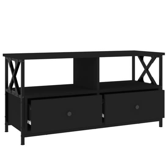 Derval Wooden TV Stand With 2 Drawers In Black_6