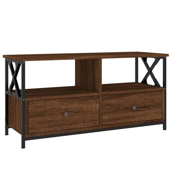 Derval Wooden TV Stand With 2 Drawers In Brown Oak_3