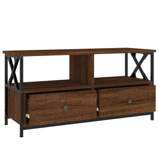 Derval Wooden TV Stand With 2 Drawers In Brown Oak_6