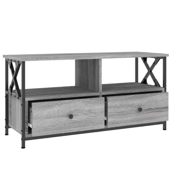 Derval Wooden TV Stand With 2 Drawers In Grey Sonoma Oak_6