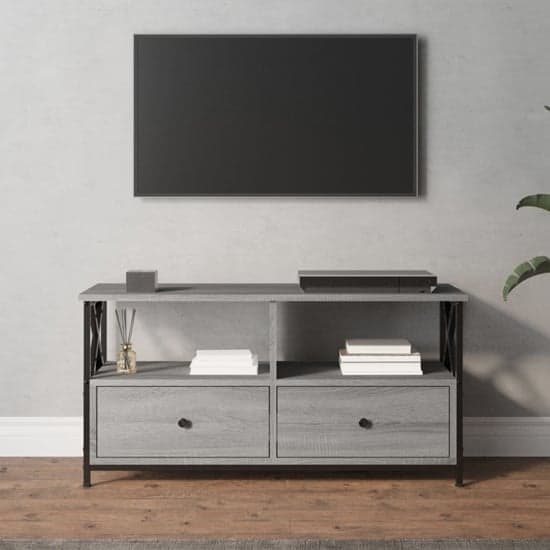 Derval Wooden TV Stand With 2 Drawers In Grey Sonoma Oak_1
