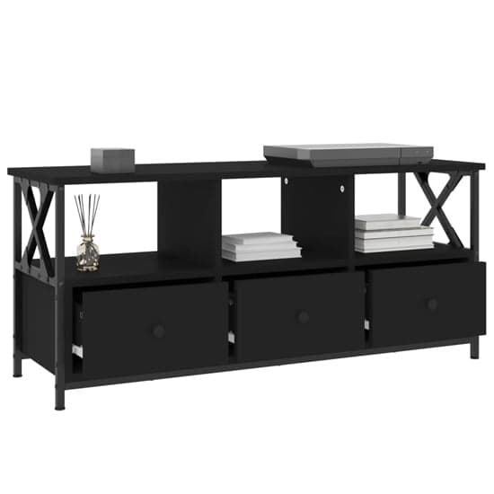 Derval Wooden TV Stand With 3 Drawers In Black_4