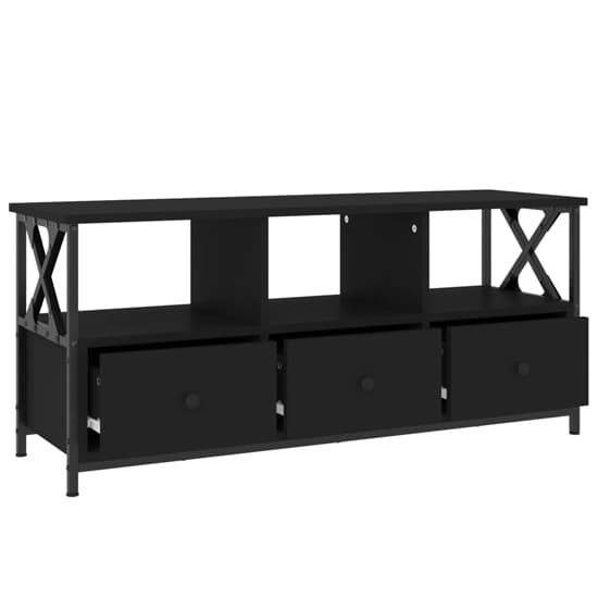 Derval Wooden TV Stand With 3 Drawers In Black Furniture in Fashion