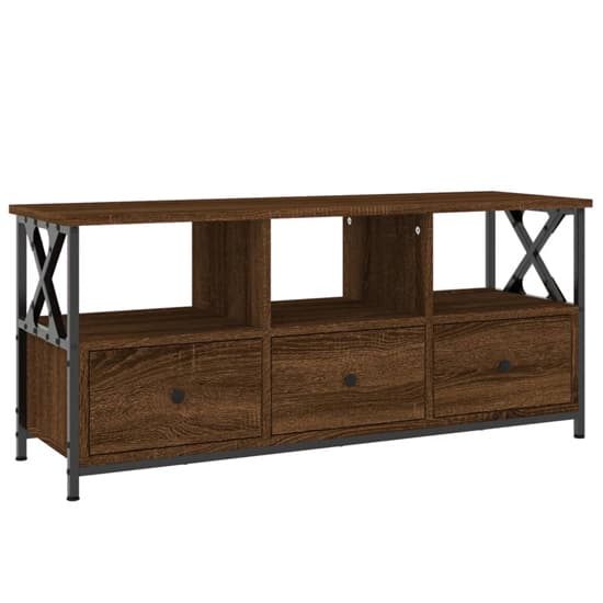 Derval Wooden TV Stand With 3 Drawers In Brown Oak_3