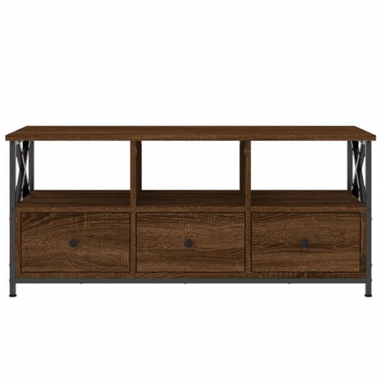 Derval Wooden TV Stand With 3 Drawers In Brown Oak_5