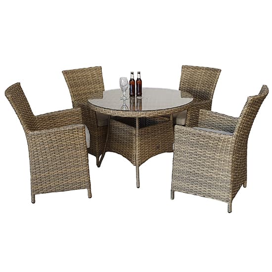 Derya Glass Top 100cm Wicker Dining Table In Natural_4
