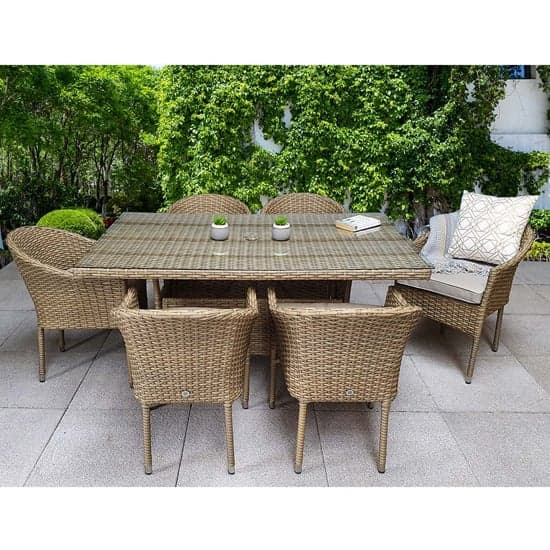 Derya Glass Top 150cm Dining Table With 6 Stacking Chairs_1