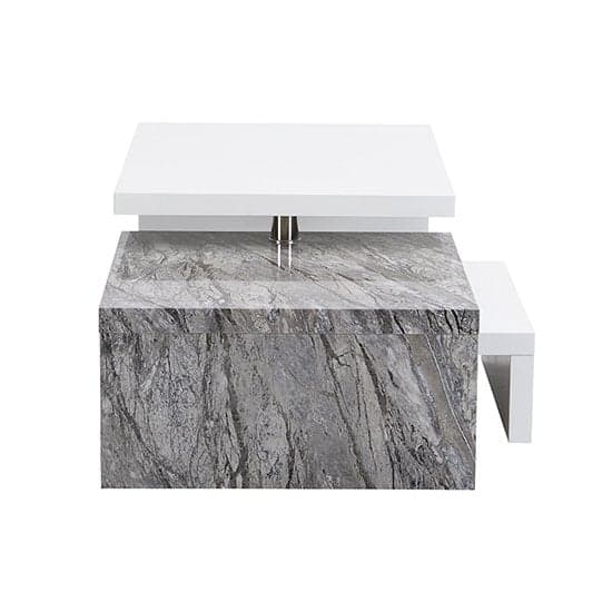 Design Rotating White Gloss Coffee Table In Melange Marble Effect_8