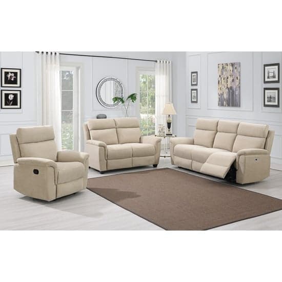 Dessel Chenille Fabric Electric Recliner Chair In Natural_2