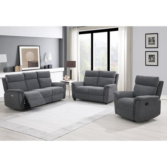 Dessel Fabric Electric Recliner 3 Seater Sofa In Grey_4