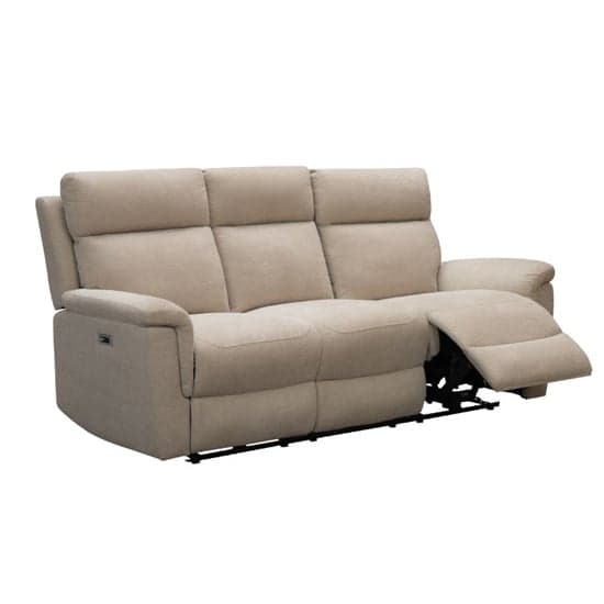 Dessel Fabric Electric Recliner 3 Seater Sofa In Natural_3