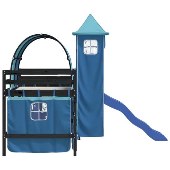Destin Pinewood Kids Loft Bed In Black With Blue Tower_6