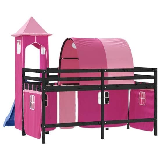 Destin Pinewood Kids Loft Bed In Black With Pink Tower_7