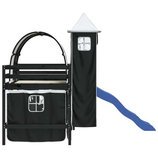 Destin Pinewood Kids Loft Bed In Black With White Black Tower_6