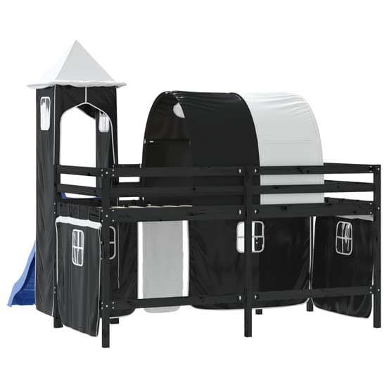 Destin Pinewood Kids Loft Bed In Black With White Black Tower_7