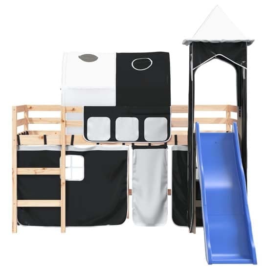 Destin Pinewood Kids Loft Bed In Natural With White Black Tower_5