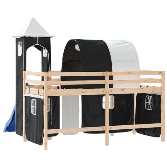 Destin Pinewood Kids Loft Bed In Natural With White Black Tower_7