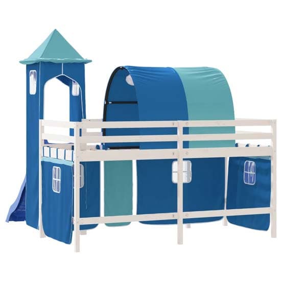 Destin Pinewood Kids Loft Bed In White With Blue Tower_7