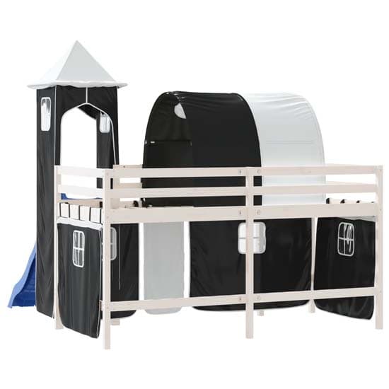 Destin Pinewood Kids Loft Bed In White With White Black Tower_7