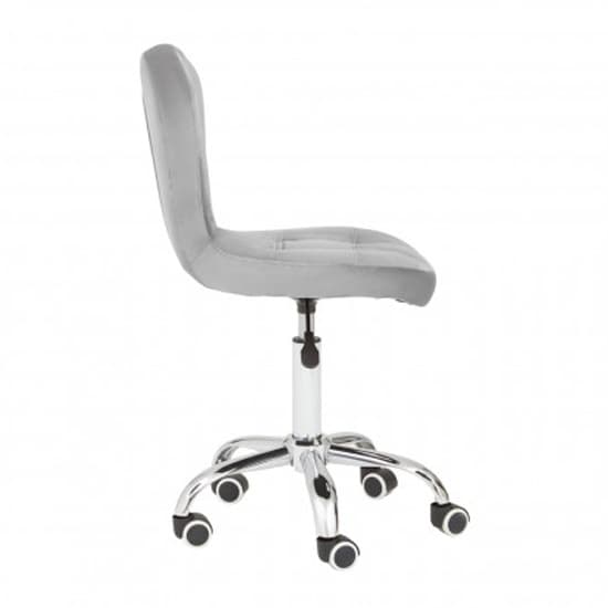 Detra Rolling Home And Office Velvet Chair In Grey_3