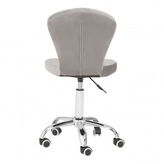 Detra Rolling Home And Office Velvet Chair In Grey_4