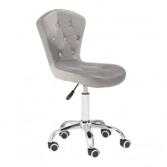 Detra Rolling Home And Office Velvet Chair In Grey_1