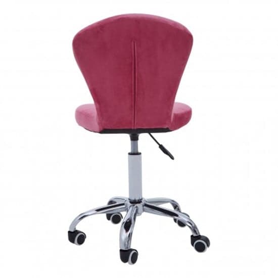 Detra Rolling Home And Office Velvet Chair In Pink_4