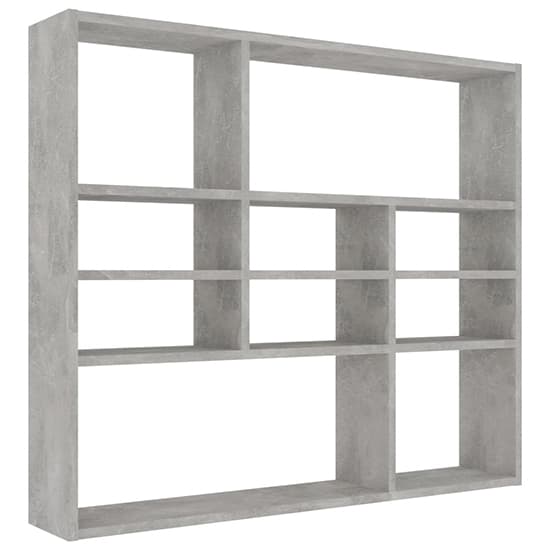 Deus Wooden Wall Shelf With 10 Compartments In Concrete Effect_2