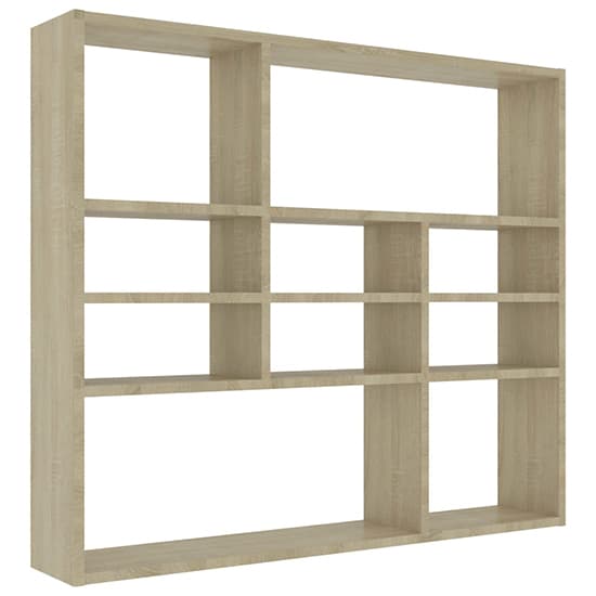 Deus Wooden Wall Shelf With 10 Compartments In Sonoma Oak_2