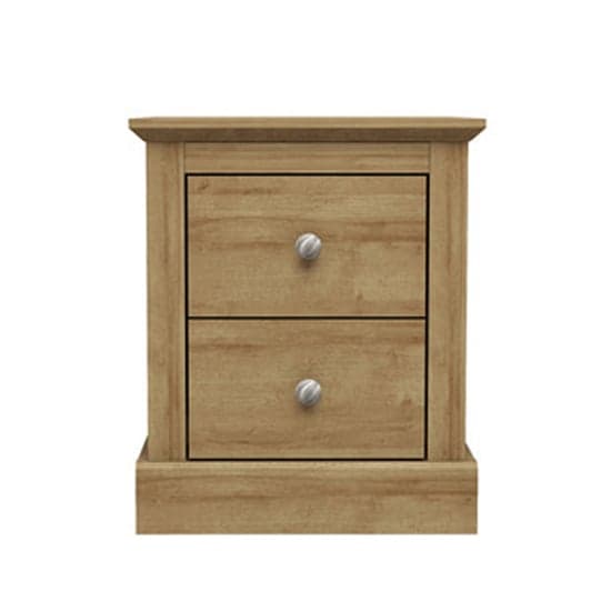 Devan Wooden Bedside Cabinet With 2 Drawers In Oak_2