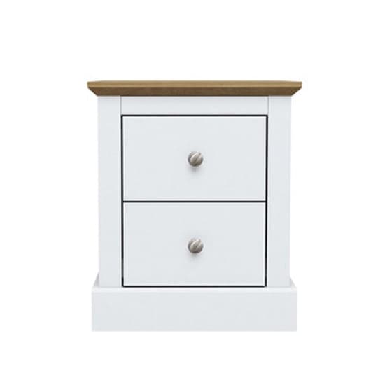 Devan Wooden Bedside Cabinet With 2 Drawers In White_2