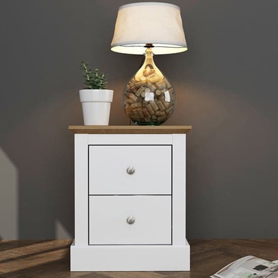 Devan Wooden Bedside Cabinet With 2 Drawers In White_1