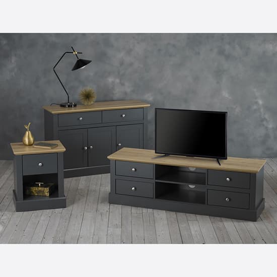 Devan Wooden Sideboard With 3 Doors And 2 Drawers In Charcoal_2