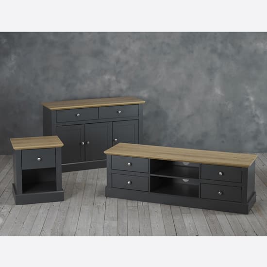 Devan Wooden Sideboard With 3 Doors And 2 Drawers In Charcoal_3