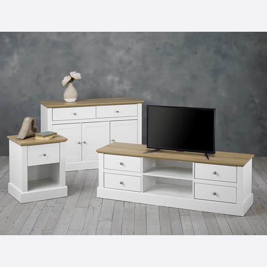 Devan Wooden Sideboard With 3 Doors And 2 Drawers In White_2