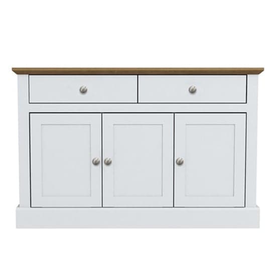 Devan Wooden Sideboard With 3 Doors And 2 Drawers In White