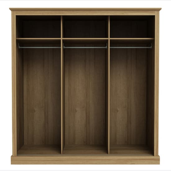 Devan Wooden Sliding Wardrobe With 3 Doors In Oak_2