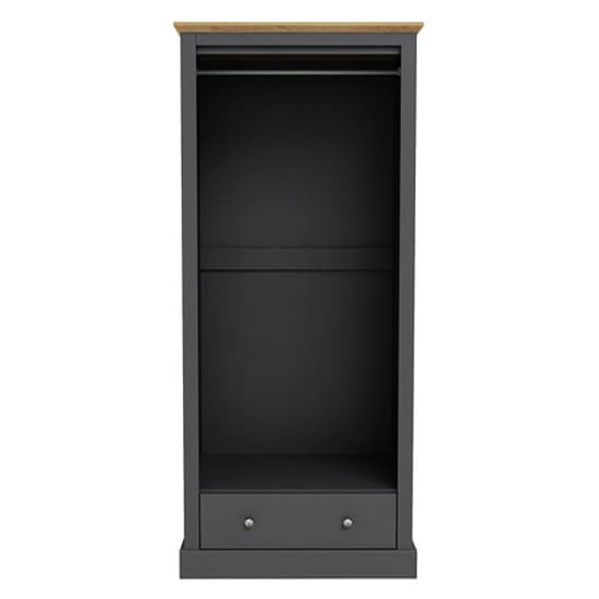Devan Wooden Wardrobe With 2 Doors And 1 Drawer In Charcoal_2