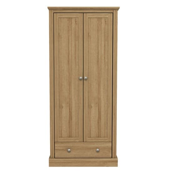 Devan Wooden Wardrobe With 2 Doors And 1 Drawer In Oak_1