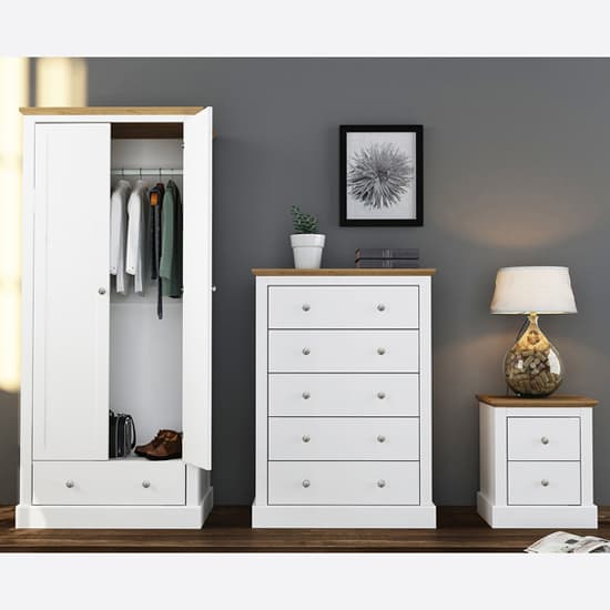 Devan Wooden Wardrobe With 2 Doors And 1 Drawer In White_3