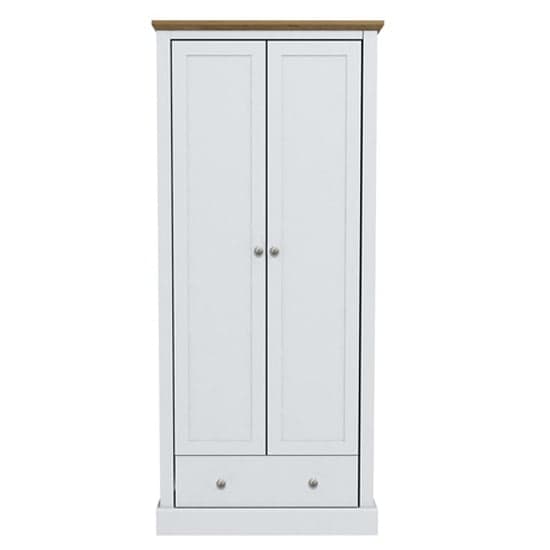 Devan Wooden Wardrobe With 2 Doors And 1 Drawer In White_1