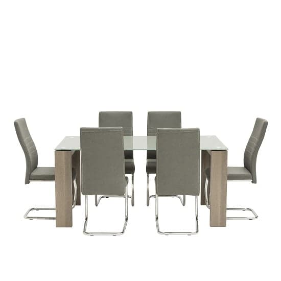 Devan Cantilever Dining Chair In Grey Faux Leather In A Pair_5