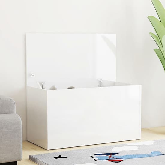 Devaun High Gloss Storage Blanket Box In White Furniture in Fashion