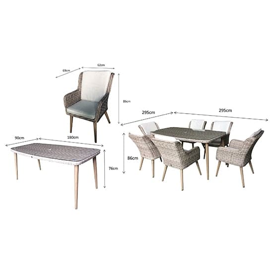 Deven Outdoor Rectangular Dining Table With 6 Chairs In Fine Grey_9