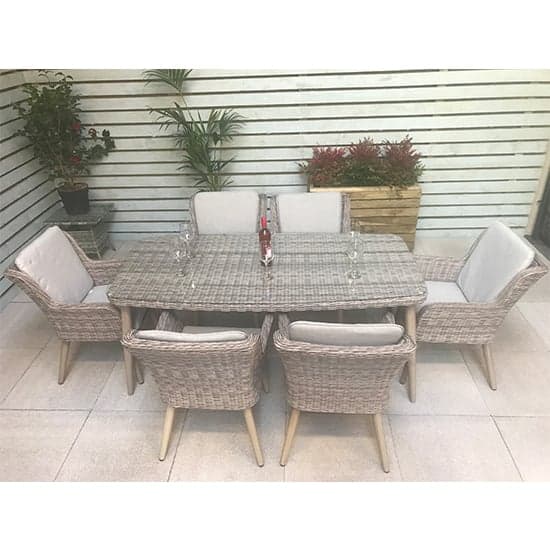 Deven Outdoor Rectangular Dining Table With 6 Chairs In Fine Grey_1