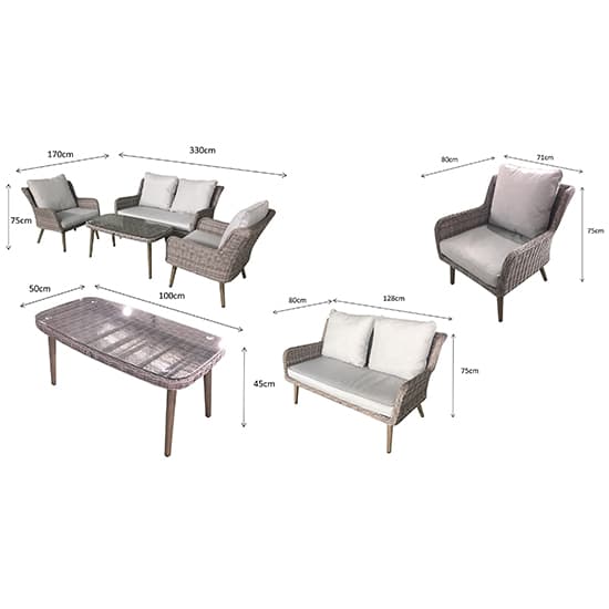 Deven Outdoor Wicker 4 Seater Lounge Set In Fine Grey_5