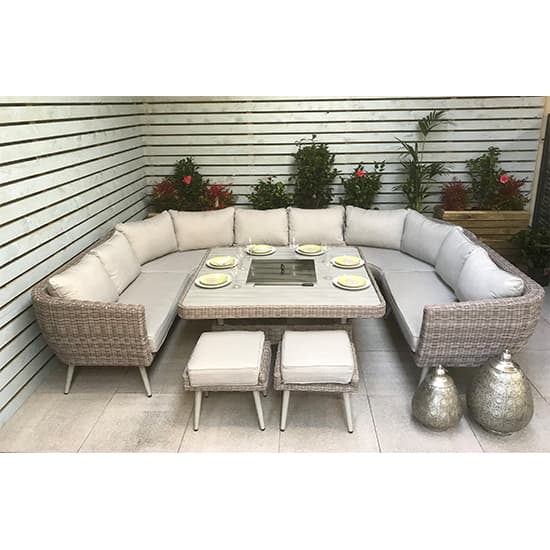 Deven U Shape 10 Seater Dining Sofa With Fire Pit In Fine Grey_2