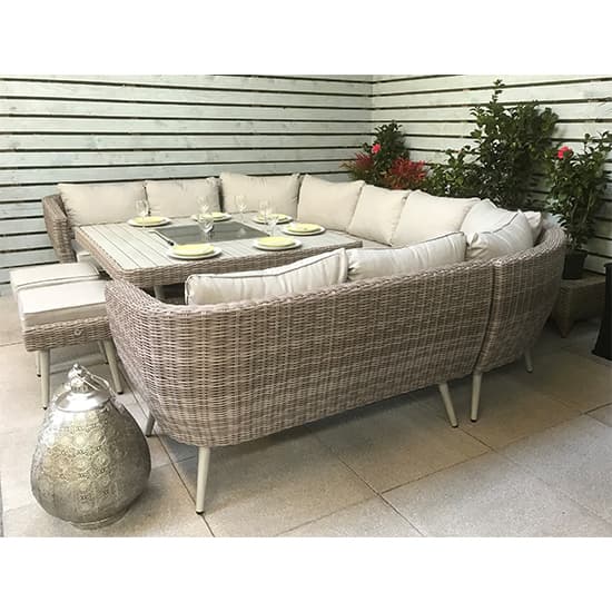 Deven U Shape 10 Seater Dining Sofa With Fire Pit In Fine Grey_3